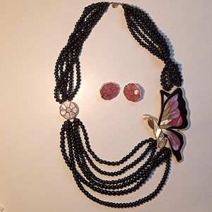 Lee Sands Mother of Pearl/abalone inlay necklace. ( Earrings not included